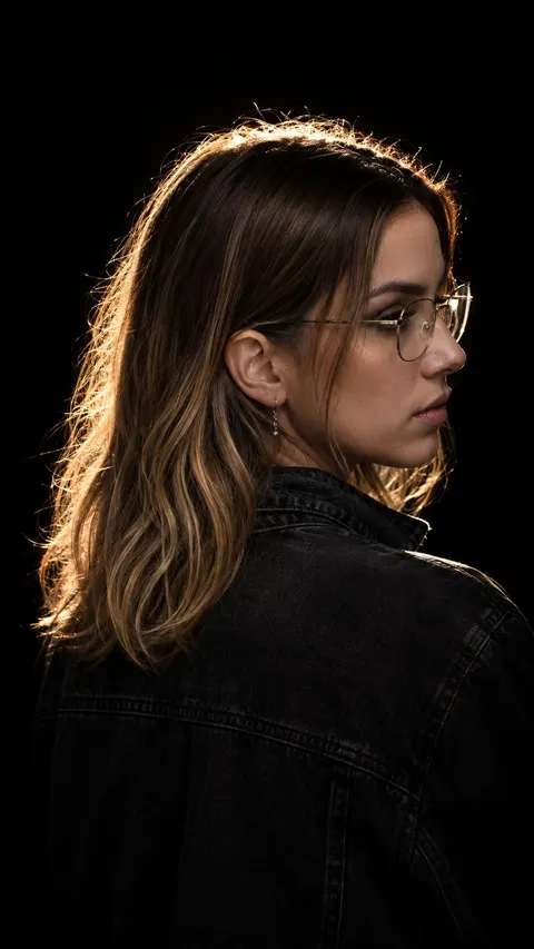 Ana de Armas — backlit over-the-shoulder portrait, AI-generated