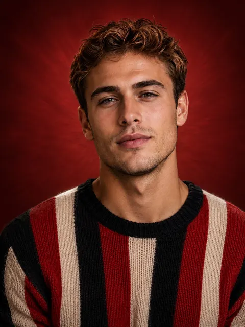 Red Radial Editorial Knitwear Portrait