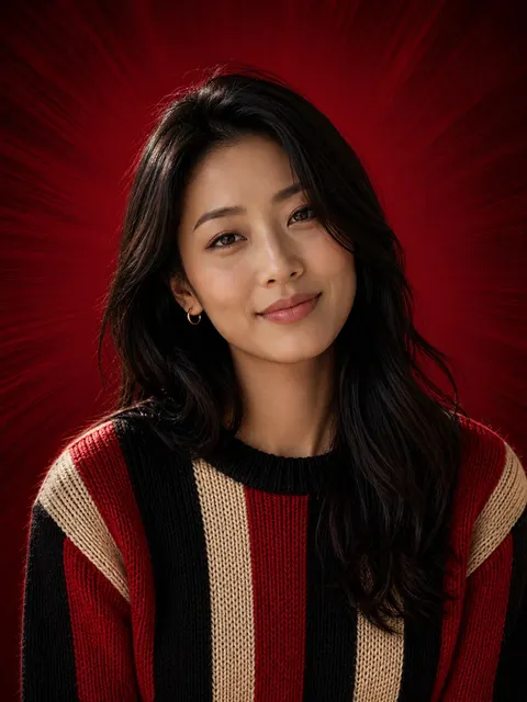 Red Radial Editorial Knitwear Portrait — 2
