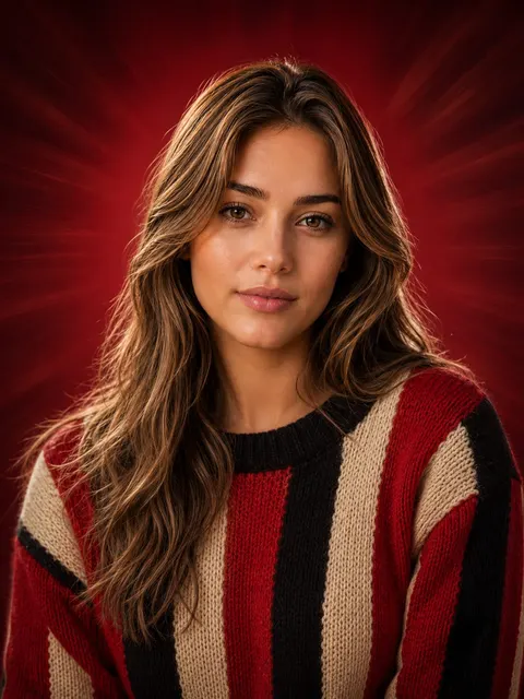 Red Radial Editorial Knitwear Portrait — 4