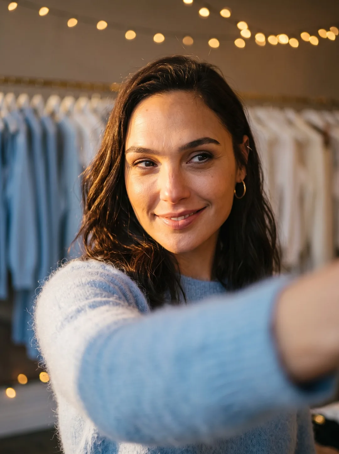 Gal Gadot — golden-hour boutique selfie, AI-generated