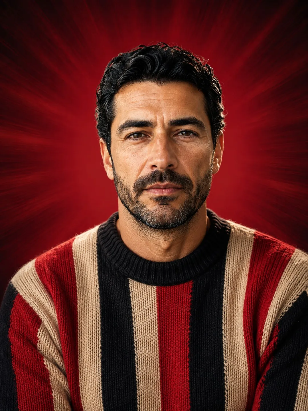 Red Radial Editorial Knitwear Portrait — 3